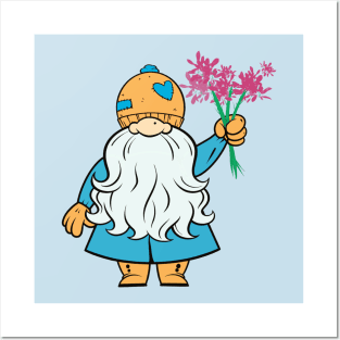 Gonk Gnome with Flowers Posters and Art